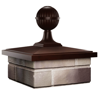 Колпак БонаМоно Коричневый с шаром на столб 1.5х1.5 кирпича фото 2