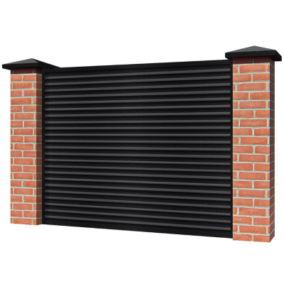 Забор жалюзи ЭКО-Z RAL 9005 МАТТЕ Черный матовый односторонний на кирпичных столбах