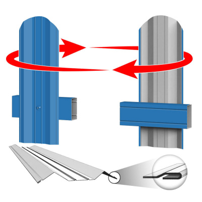 Штакетник металлический ЭКО М-образный 95мм RAL5015 Небесно-голубой фото крепления